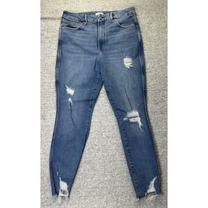 Good American Blue Jeans Flat Front Zipper Skinny Cropped Womens Size 10/30‎